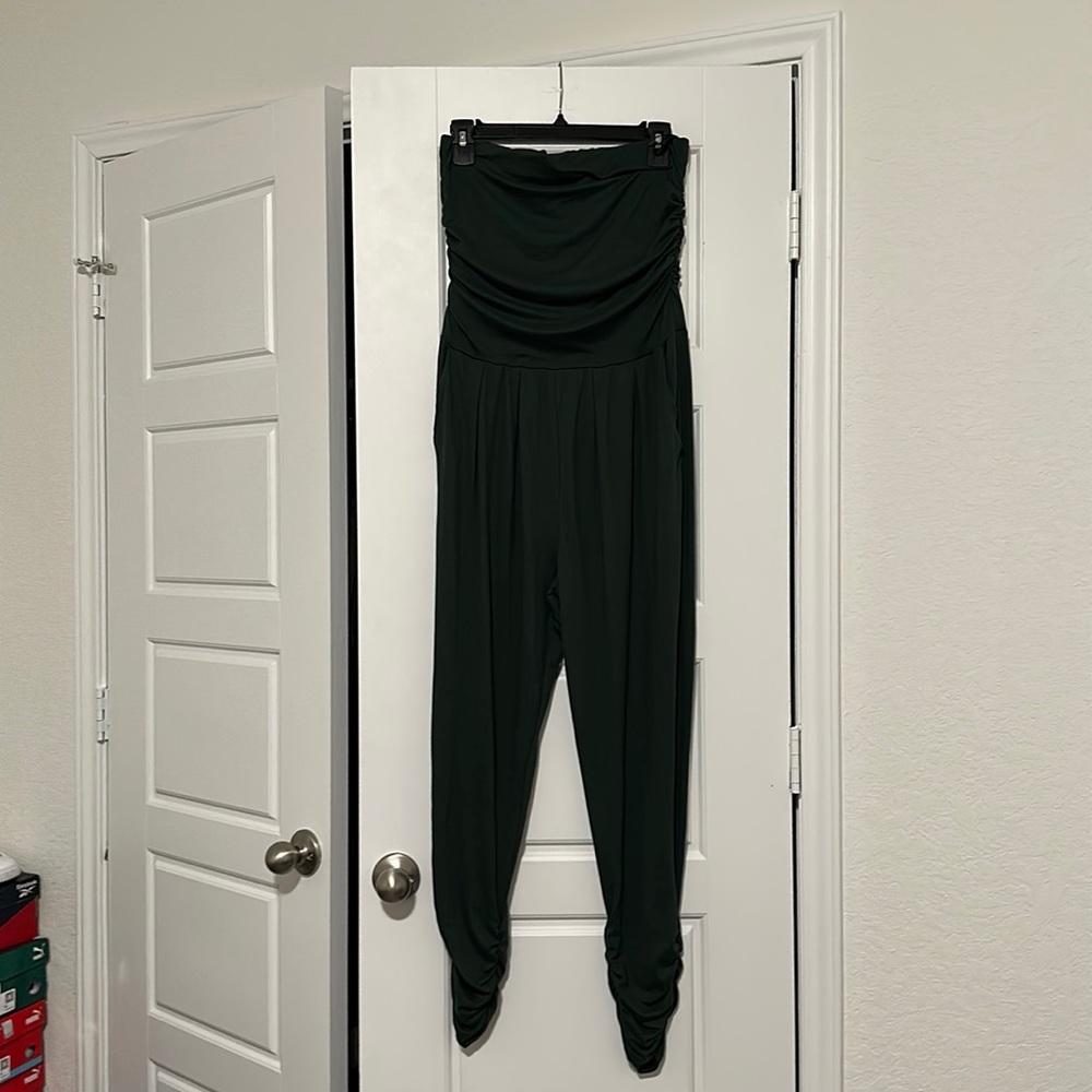 ADC - Olive Green strapless jumpsuit with side pockets